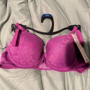 No Boundaries Floral Lace Bra - Fuchsia